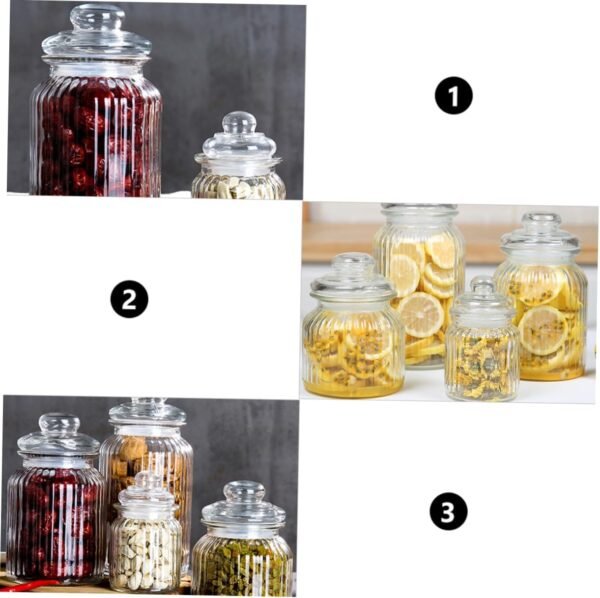 Cabilock 4pcs Glass Bottle with Lid Canister Food Storage Containers with Lids Airtight Clear Bins Storage Organization Tray Cups Pet Labels Honey Container Glass Tea Container Transparent - Image 8