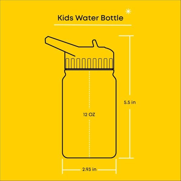 JoyJolt Kids Water Bottle with Straw Lid, 12oz Small Stainless Steel Reusable Tumbler for Kids, Girls, Boys, or Teen, Vacuum Insulated Water Bottle for School, Travel, and Outdoors, Leakproof - Image 2