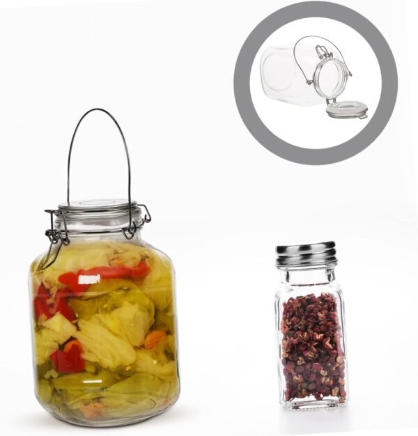 MAGICLULU Glass Storage Jar Storage Grain Jar Clear Storage Container Pickle Holder Storage Jar with Handle Cereal Containers Kitchen Food Storage Container Kimchi Container Jars Iron - Image 5