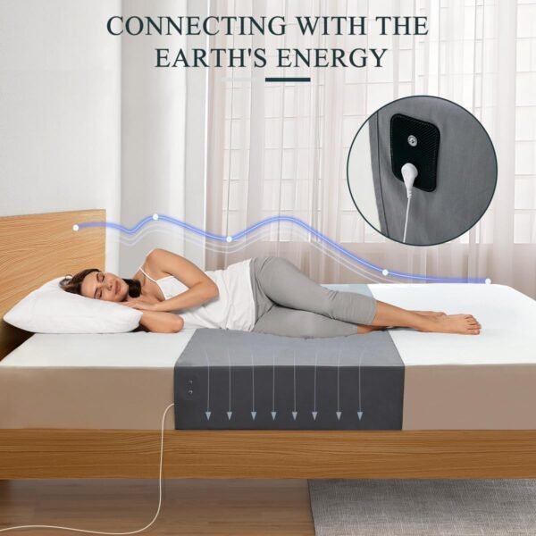 Grounding Sheets, Grounding Mat for Bed Earth Grounded Sheet Pad 10% Silver Fiber+90% Organic Cotton, for Queen, King and All Mattress Sizes, with Outlet Tester & Cord 104"*24" (Grey) - Image 2