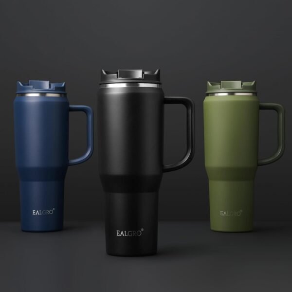 50 oz Tumbler with Handle, Insulated Tumblers with Lid and Straw, Large Metal Sports Water Bottle Jug, Thermal Stainless Steel Travel Coffee Mug Cup, Army Green - Image 4