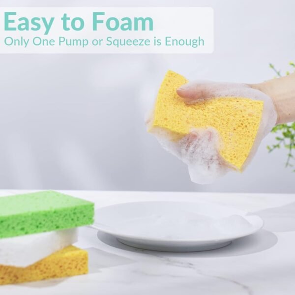 Pop-Up Sponges 6 Pack, REIDEA 100% Biodegradable Scrub for Kitchen - Non Scratch Odor Free Plant Based Dish Sponge - Eco-Friendly Wood Pulp Sponge (Colored, 6 Pack) - Image 7