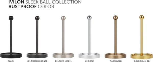 Ivilon Countertop Paper Towel Holder - Modern Sleek Ball Minimalist Design - Color Gold Polished - Image 5