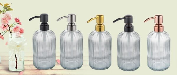 Glass Soap Dispensers with Brushed Nickel Pump Head, Hand Soap Dispenser for Kitchen and Bathroom, Heavey Glass Soap Dispenser 15oz, High Purity Glass - 1 Pack - Image 5