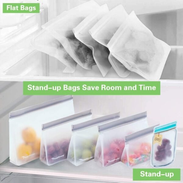 12 Reusable Storage Bags,Reusable Food Storage Bags,Reusable Freezer Bags Food Container,Stand Up Extra Thick Leakproof Reusable food Bags - Image 5