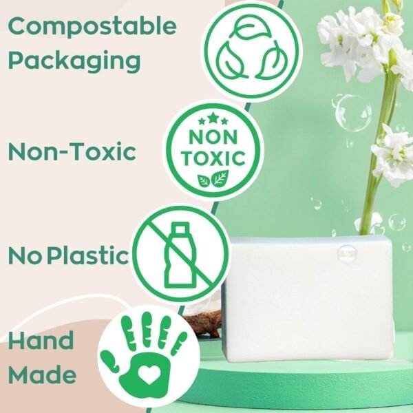 Eco-Friendly Dish Washing Bar Soap Set with 2 Fragrance-Free Solid Coconut Oil Bars, Sisal Scrub Brush, and Bamboo Holder - Sustainable Kitchen Cleaning set - Image 5