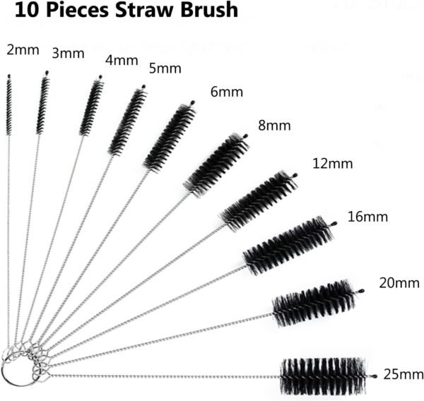 Coffee Brush Set, 13 Pieces Natural Wood & Nylon, Includes Wooden, Plastic, Straw, & Gap Brushes for Espresso Machine Cleaning - Image 3
