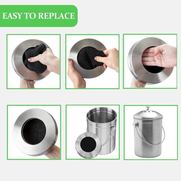 7 Pack Compost Bin Charcoal Filters Round Indoor Kitchen Compost Bucket Activated Charcoal Filters Replacements Sheets (6.7 Inch) - Image 4