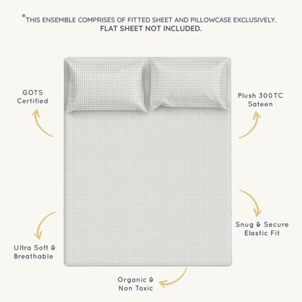 MakeMake Organics Organic Queen Fitted Sheet Set GOTS Certified Organic Cotton Fitted Sheet with Pillowcase Ultra Soft Non Toxic Breathable Hypoallergenic Colorful Neutral (Twin, Weaves) - Image 3
