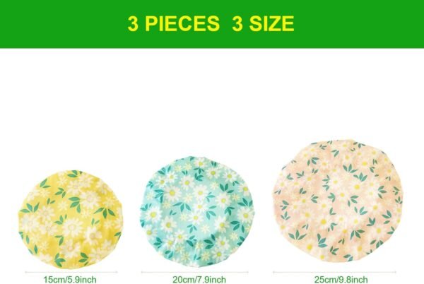 Reusable Beeswax Bowl Covers - Food Cover Stretch Edging, Stretchable Beewax Wrap, Elastic Storage Wraps for Storage Containers，set of 3 - Image 2