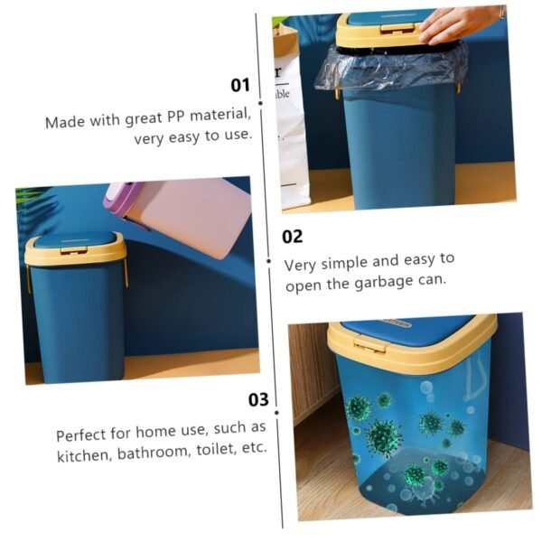 Garbage Can Trashcan Recycling Bin Washing Basket Compost Kitchen Bin Car Bin Swing Lid Trash Can Press Type Garbage Bin Garbage Bin with Lid Efficient Sealing Waste Basket Blue Pp - Image 9
