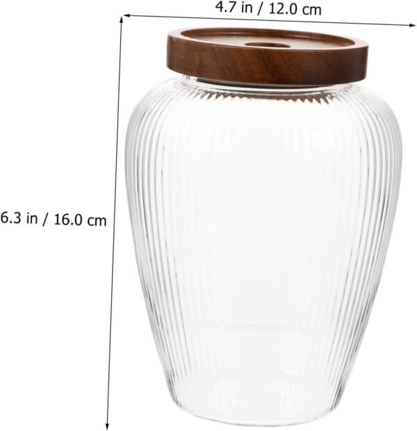 Luxshiny Glass Jar Airtight Lids Food Storage Container with Pump Storage Containers Bins Machine Clear Filter Paper Holder Basket Coffee Filter Canisters Cup Drink Dryer Jars Wood - Image 8