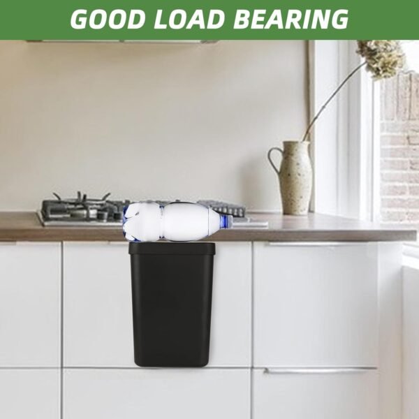 1Pcs Hanging Trash Can with Lid, 12L Kitchen Compost Bin with Lid, Plastic Large Hanging Garbage Can Under Sink for Kitchen, Bathroom, Cabinet Door(Black) - Image 4
