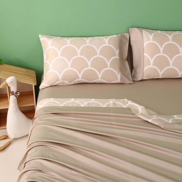Simple&Opulence 100% Organic Cotton Sheet Set for Kids Teens, 4 Pieces Soft Bed Sheets Boy Girl Warm Adorable - Alpaca, Queen - Image 6