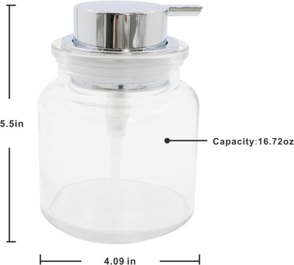 Glass Soap Dispenser for Kitchen, Rustproof Pump, Refillable Liquid Dispenser, Elegant Bathroom or Kitchen Countertop Organizer, Clear - Image 3