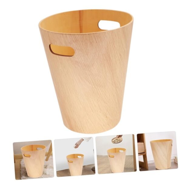 Dual Kitchen Bin Bedroom Desk Wastebasket Compost Bins for Kitchen Wooden Garbage Can - Image 8