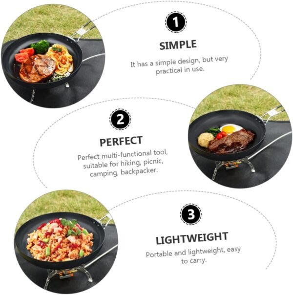 1pc Camping Pan Ramekins Frypan Frying Pan Lid Portable Camping Grill Cookware Boil Nonstick Frying Pan Skillet Grill Pan Cooking Fry Pan Induction Hob Pan Outdoor Iron - Image 2