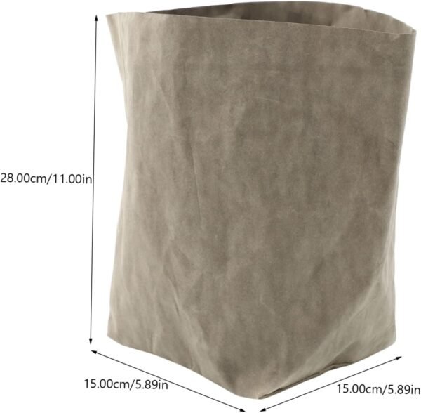 Kraft Paper Flowerpot Kraft Bags Reusable Fruits Bag Food Storage Containers Vegetable Lunchbox Washable Kraft Paper Storage Bag Business Pantry Lids Tote Packaging Grey - Image 2