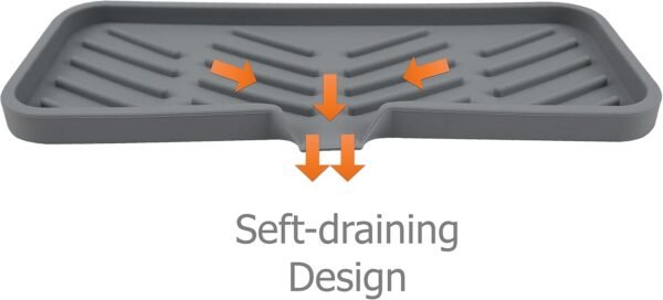 EIKS 2 Pack Silicone Self Draining Tray Sink Tray for Soap Sponge Tumbler Brushes in Kitchen Counter Bathroom (2-Pack Gray) - Image 7