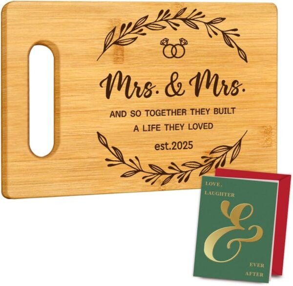 Mrs & Mrs Cutting Board for Couple 2025 from Parents, Wedding Gifts for Mrs & Mrs, Newlywed Present Lesbian Couple Bridal Shower Gifts, Pride Cutting Board