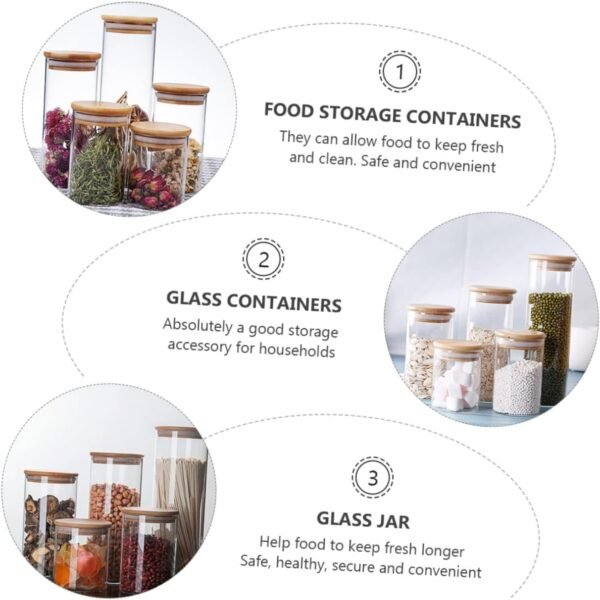 MAGICLULU 2pcs Sealed Jar Candy Container Snack Containers Airtight Food Storage Test Tubes with Lids Bar Condiments Container Clear Glass Storage Jars Glass Candy Pot Food Storage Jar Wood - Image 3