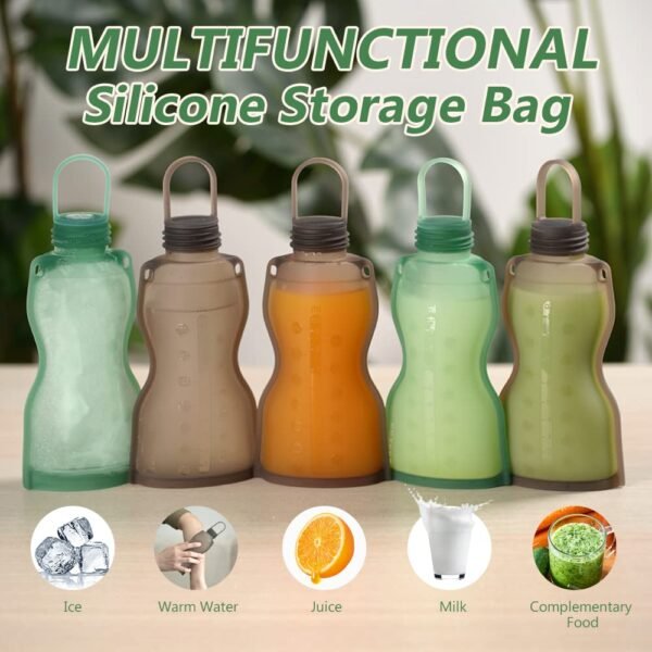 haakaa Silicone Breast Milk Storage Bag 9 oz- Reusable Milk Collector Freezer Bag for Breastfeeding Mom - Baby Food Storing Yummy Pouch - Breast Pump Bag -Leakproof - 5 Count - Image 6