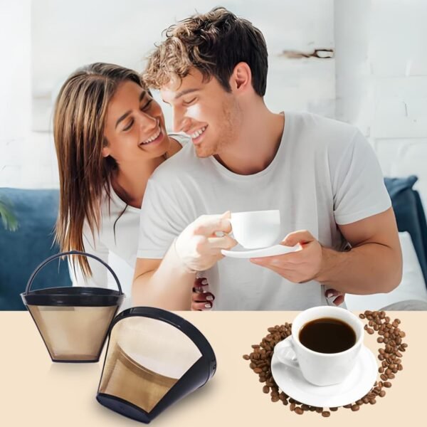 2Pcs Reusable Coffee Filter Basket, No.4 Cone Coffee Maker Filters, for Ninja and Cuisinart Coffee Maker Machines Brewers Filter Replacement - Image 6