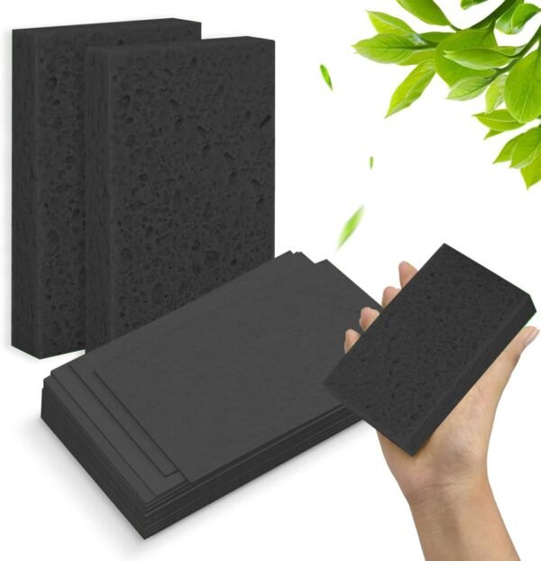 24 - Pack Non-Scratch Scrub Sponges - Sponges for Dishes and Washing Dishes, Cleaning Sponges for Kitchen Home and More（Black） - Image 2