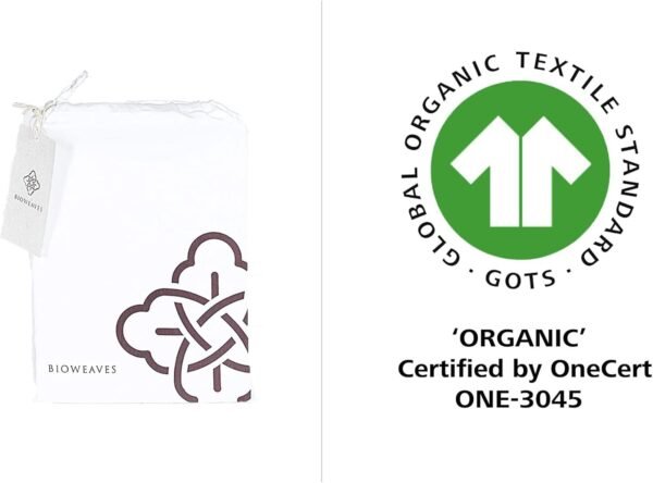 BIOWEAVES 100% Organic Cotton Pillow Cases 300 Thread Count Soft Sateen Weave GOTS Certified – Standard/Queen Size, Set of 2, White - Image 7