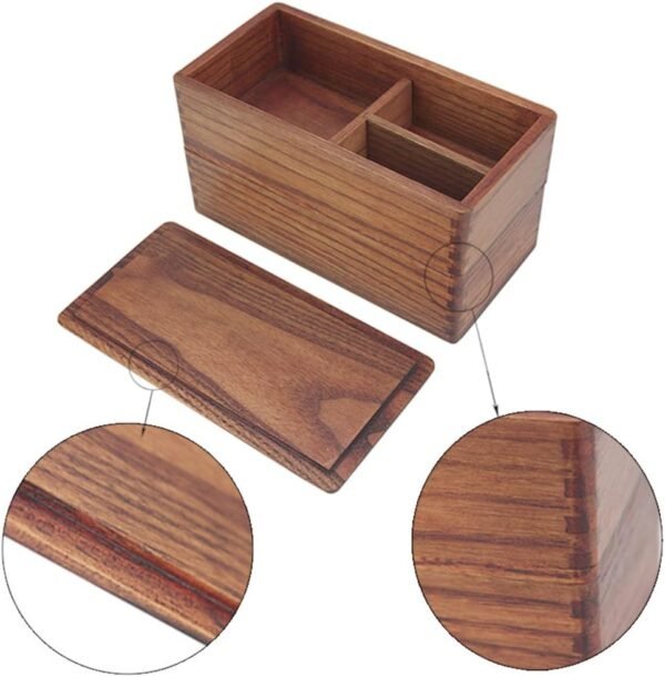 Double Layer Japanese Bento Box, Compartment Food Box, Wood Lunch Box, Adult Square Lunch Containers for Japanese Dishes like Sushi Dessert Rice Roll Buffet, Store Dried Fruit - Image 4