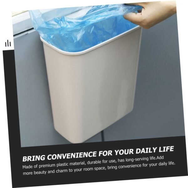 Garbage Can Outside Trash Can with Lid Compost Bin Kitchen Door Hanging Trash Can Kitchen Cabinet Trash Bin Outdoor Trash Cans Office Bin with Lid Outdoor Bin Plastic White - Image 7
