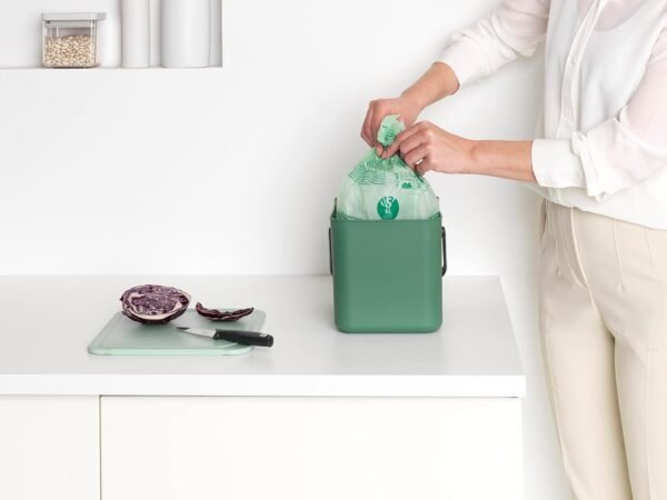 Brabantia Sort & Go Food Trash Can (1.6 Gal/Fir Green) Small Countertop Kitchen Compost Caddy with Handle & Removable Lid, Easy Clean, Fixtures Included for Wall/Cupboard Mounting - Image 8