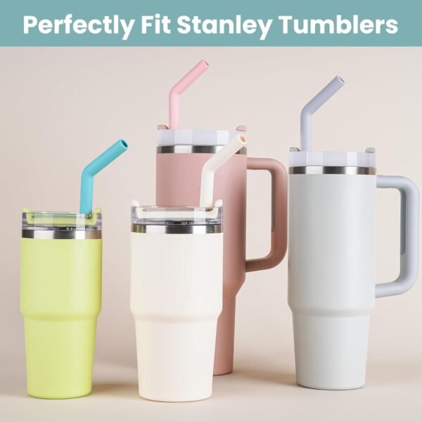 Tomorotec 6-Pack Stainless Steel Reusable Straw with Silicone Tip 3 Sizes, Metal Drinking Straws Fit for Stanley Quencher Tumblers 40oz, 30oz, 20oz, 14oz, Cleaning Brushes Included (Morandi) - Image 2