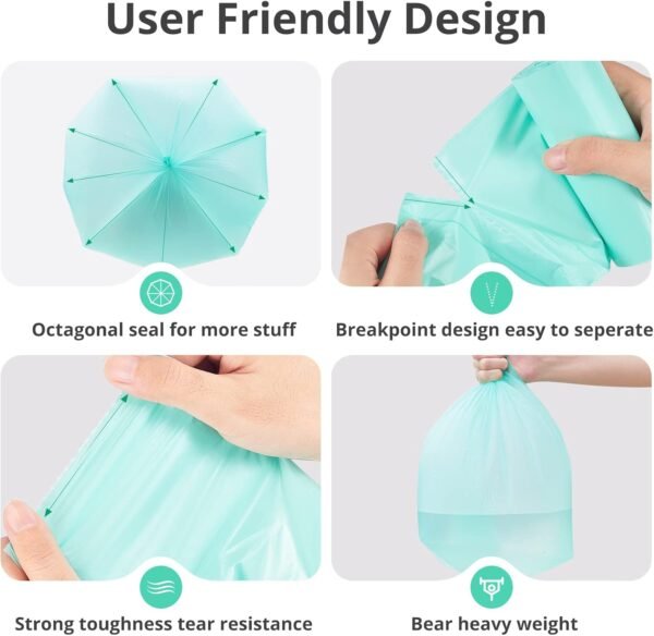 Small Compostable Trash Bags,1.2 Gallon Trash Can Liners,Strong Unscented Compost Bags Small,Small Bathroom Trash Bags for Home Office Car Pet Fit 4.5-5 Liter Trash Can,1-2 Gallon - Image 5