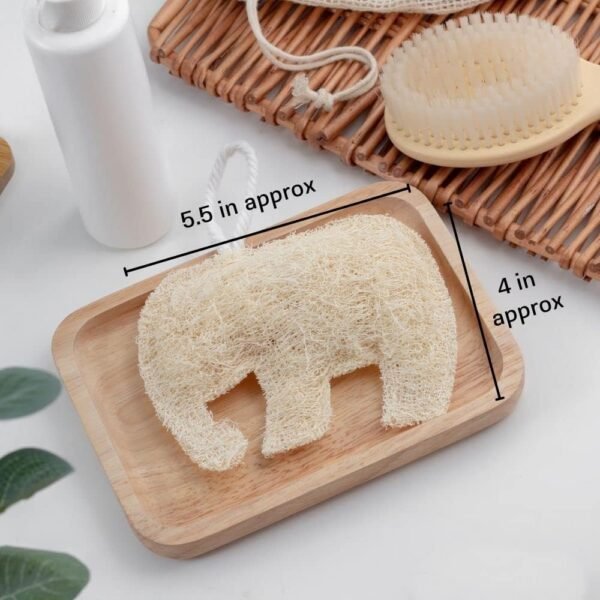 Thai Elephant Shaped Fancy Luffa,Natural Loofah Sponge Exfoliating Body Scrubber, Loofah Shower Pad, Eco-Friendly and Biodegradable,Bath and Spa for Men Women (2 Pack) - Image 2