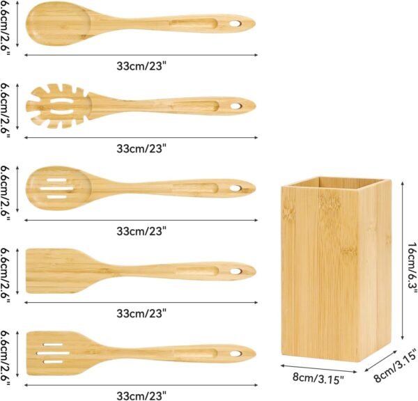 Kitchen Utensils Set - 6 Piece -wooden Spoons -Cooking Spoon Set -Wooden utensils set .Cutlery Set Made of Natural Bamboo -Cooking Utensils Wooden Spatula Comfortable Handle Wooden Kitchen Utensils - Image 5