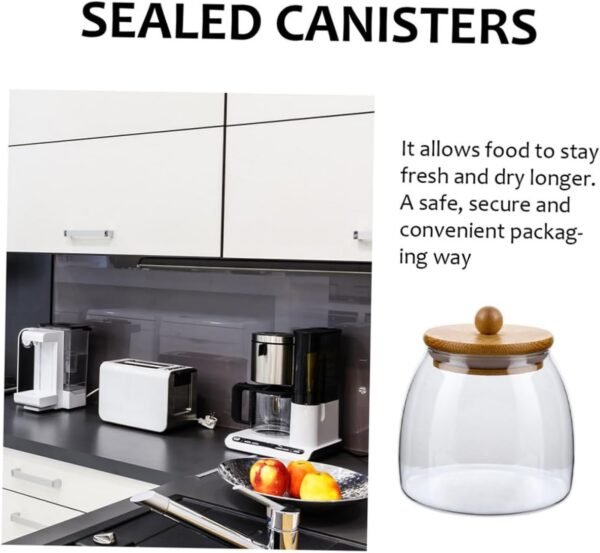 SECFOU Sugar Storage Containers Candy Dish with Lid Glass Storage Jars Transparent Glass Glass Food Storage Containers with Lids - Image 3
