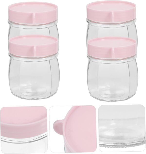 SHOWERORO 4pcs Storage Tank Food Storage Containers Labels Mason Jar Jars with Lid Cookie Clear Candy Jars Bins Canisters Jar of Sweets Boxes Cups Storage Jars Coffee Storage Container Glass - Image 5
