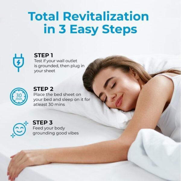 Earth and Moon Grounding Sheets King Size 78x80x15, Soft & Comfortable Fitted Bed Sheet for Restful Sleep, Reduce Pain, Fatigue, Stress, Made w/Organic Cotton & Pure Silver Fiber, Fits Deep Mattress - Image 5