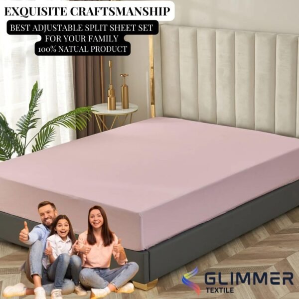 1PC Fitted Sheet| Organic Cotton| 1000 TC| | Twin Size (39"X75") with 24" INCH DEEP Pocket| Skin Friendly|Comfy & Very Soft| Wrinkle Free| Peach - Image 6