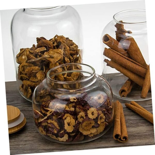 Candy Jar Food Containers Jars Cereal Container Candy Dish with Lid Clear Bins Serving Tray with Lid Storage Bins with Lid Bread Storage Container Flour Dispenser Snackle Wooden - Image 5