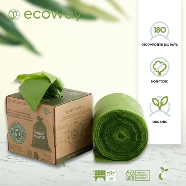 Pack of 100 Ecoway Compostable Garbage Bags | Trash Bags | Bin Liners | Litter Bags | Biodegradable Bags | Eco-friendly Bags | Environmentally Friendly Bags | Disposal Bags - Image 2