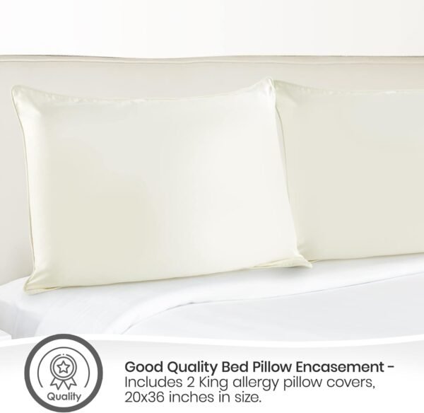 Whisper Organics Pillow Protector - GOTS Certified, 100% Cotton Pillow Encasements with Zipper - Pillow Covers - 20 x 36 Inches, Pack of 2 (King, Ivory) - Image 5