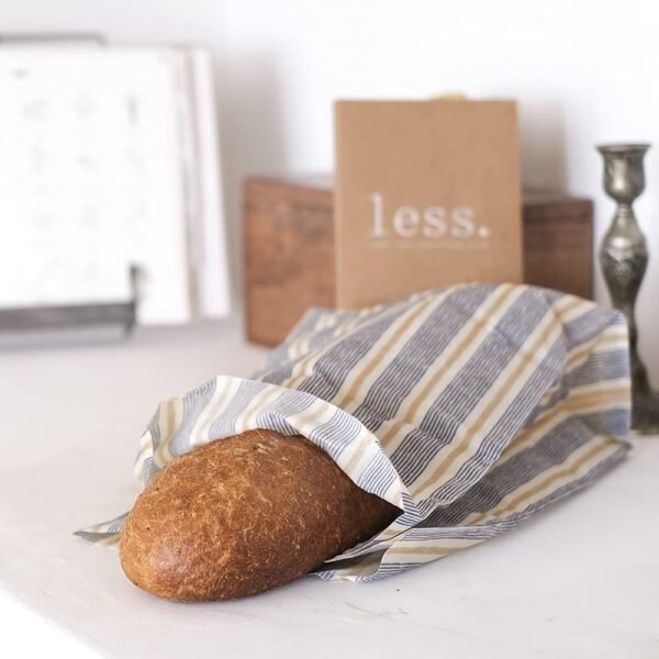Less. Reusable Beeswax Lunch Bags, Size L (bread and produce) Zero Waste Cotton Lunch Wrap, Plastic Free Alternative Storage Bag - Image 5