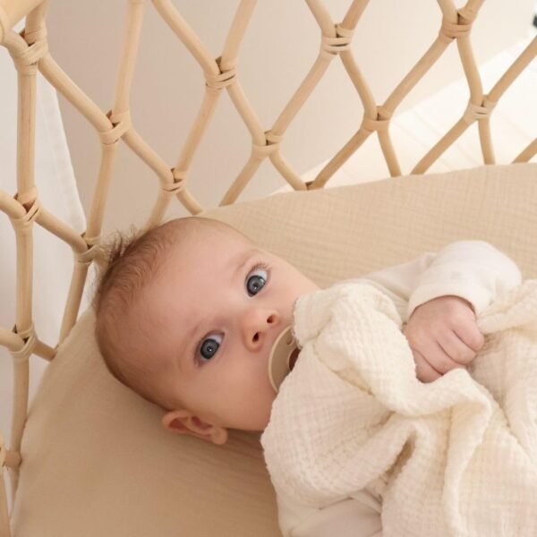 Crib Sheets – Organic Cotton Muslin Fitted Crib Sheet – Standard Size for Baby Boy and Baby Girl 28" x 52" Ultra-Soft and Breathable. (Fog) - Image 5