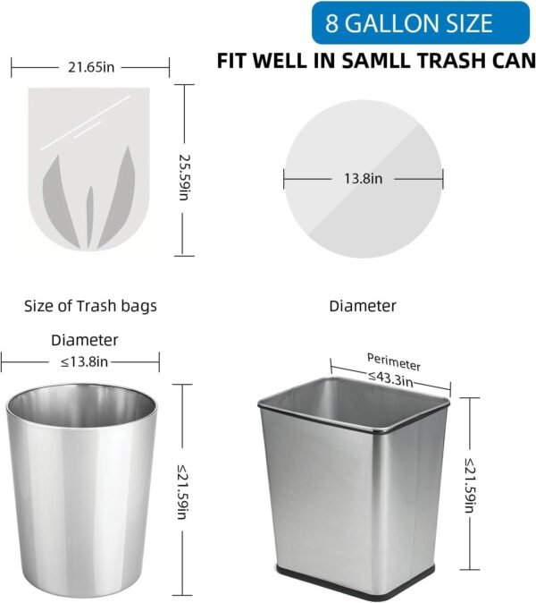 8 Gallon Biodegradable Black Trash Bags - Compostable Tall Kitchen Garbage Bags 80 Count Recycling Unscented Office Outdoor Thick Strong Medium Size Can Waste Basket Liners Acqkunlo - Image 2