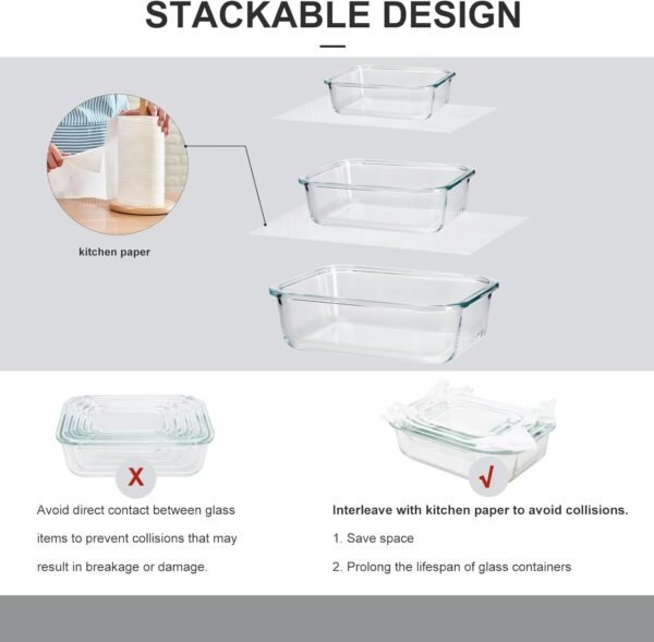 Glass Food Storage Containers with Lids Airtight, Glass Meal Prep Containers for Lunch, Glass Container Set, BPA Free（20 Pieces） - Image 5