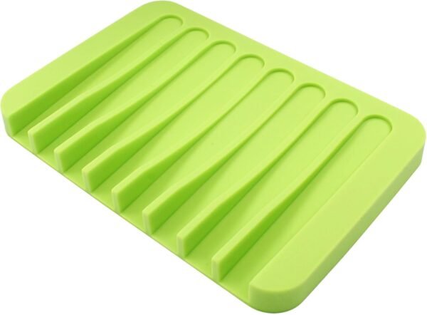Self Draining Soap Holder Premium Silicone Soap Dish for Shower, Bathroom, Kitchen Waterfall Design Drains Water Efficiently, Extends Soap Life Easy to Clean and Maintain(Green)