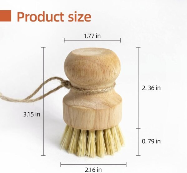 3PCS Bamboo Scrub Dish Brushes for Kitchen-Delicate Natural Washing Brush, can be Used to Clean Iron pots, Plates and Some Vegetables and Fruits Surface, is a Good Choice for Home Kitchen Clean. - Image 3