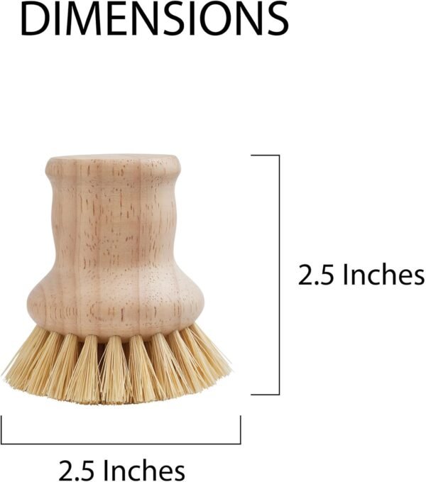 HIC Kitchen Natural Bristle Dish Pan Scrub Brush, Non-Scratch Natural Tampico Bristles with Wooden Handle - Image 5